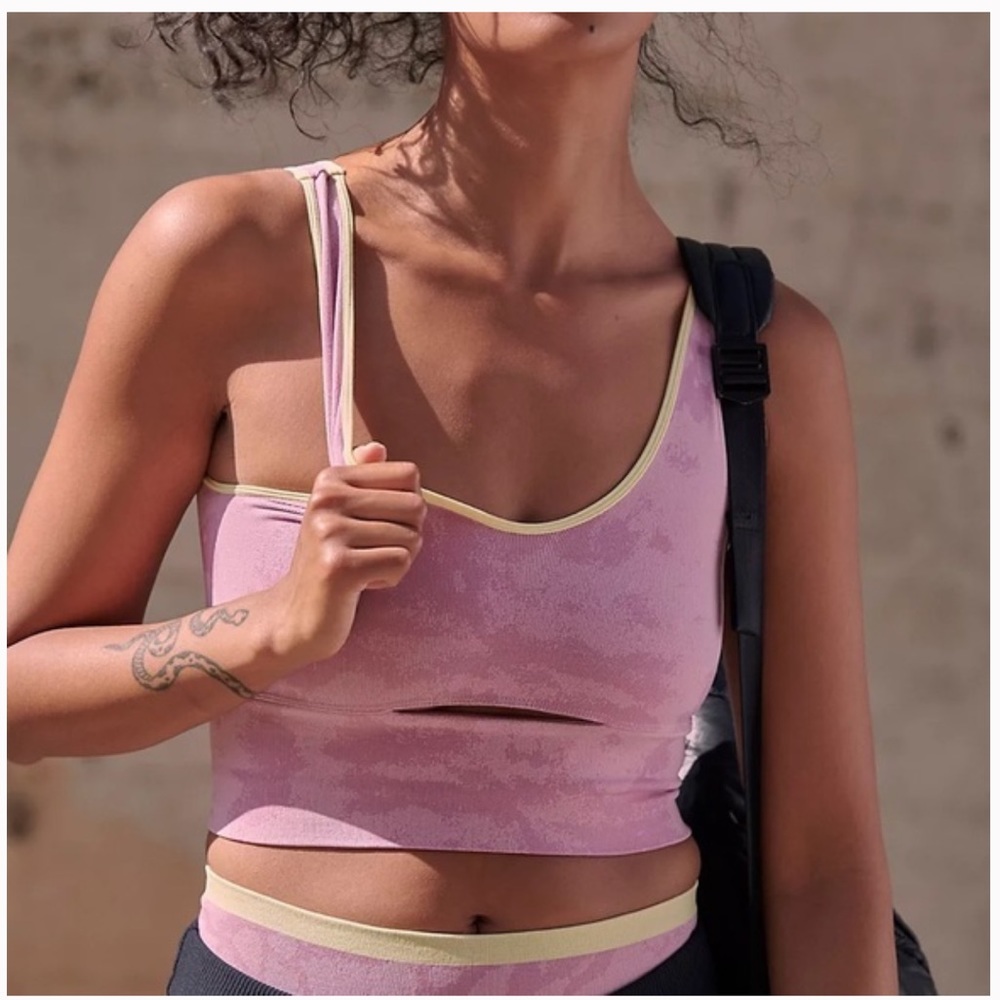 NWOT free people movement xs/s think twice cropped bra top in dew drop with logo